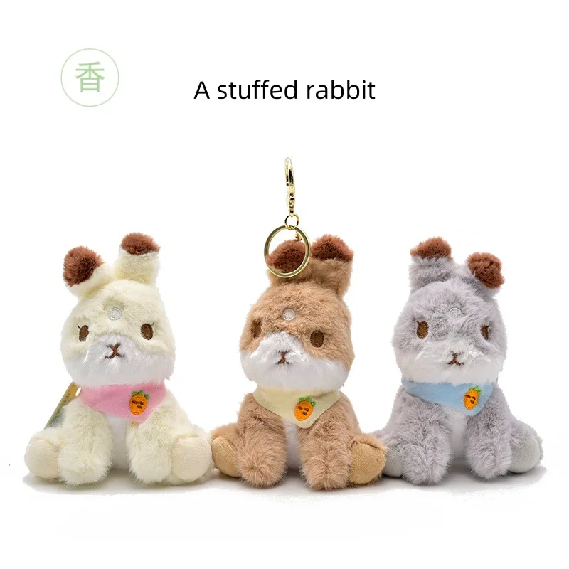 

new lovely Creative Fragrant little rabbit sitting bunny keychain carrots scarf pendant soft fashione backpack decorate gift