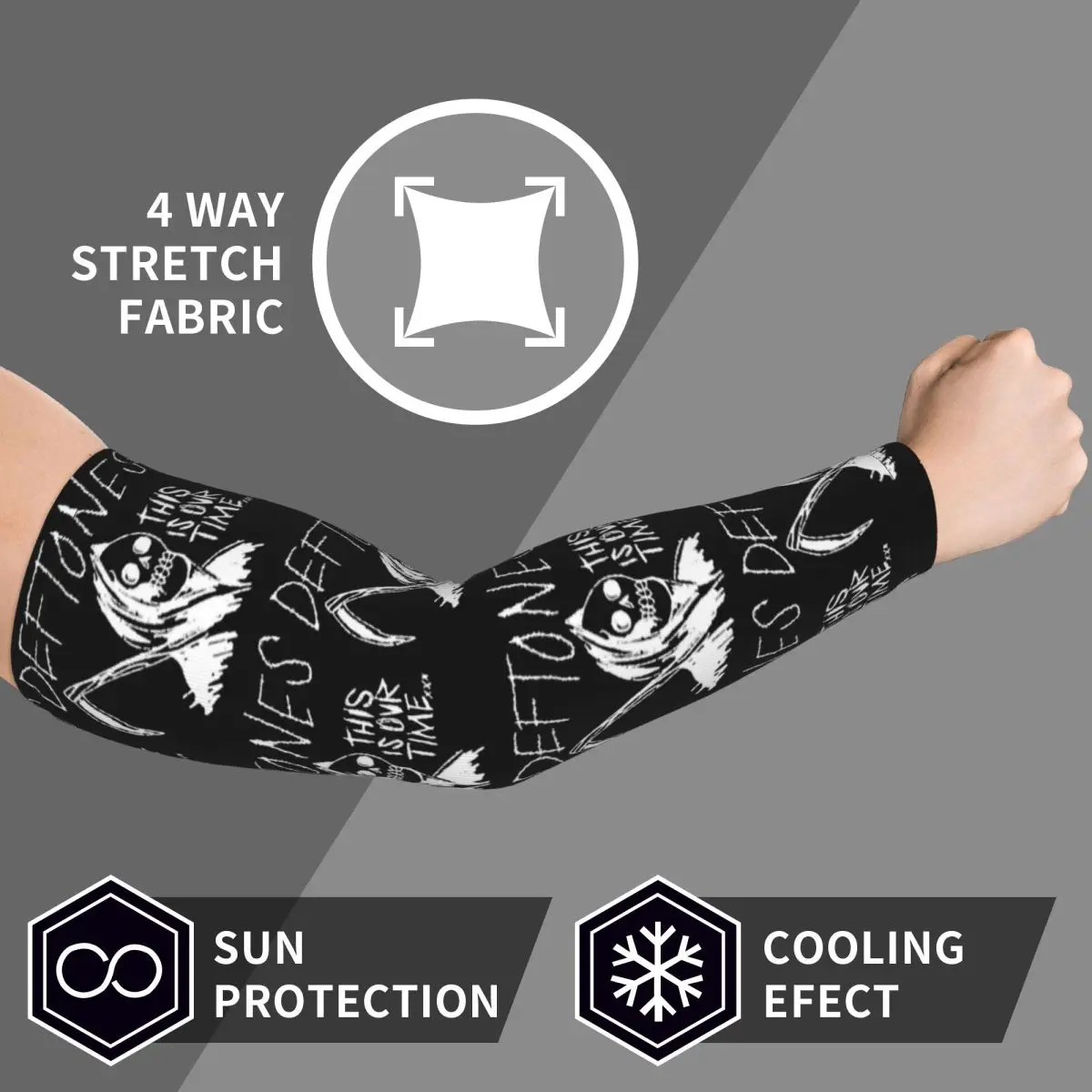 Mangas de brazo Deftones Punk Rock de Metal para hombres y mujeres, protección solar UV, cubierta de tatuaje, deportes, refrigeración, ciclismo