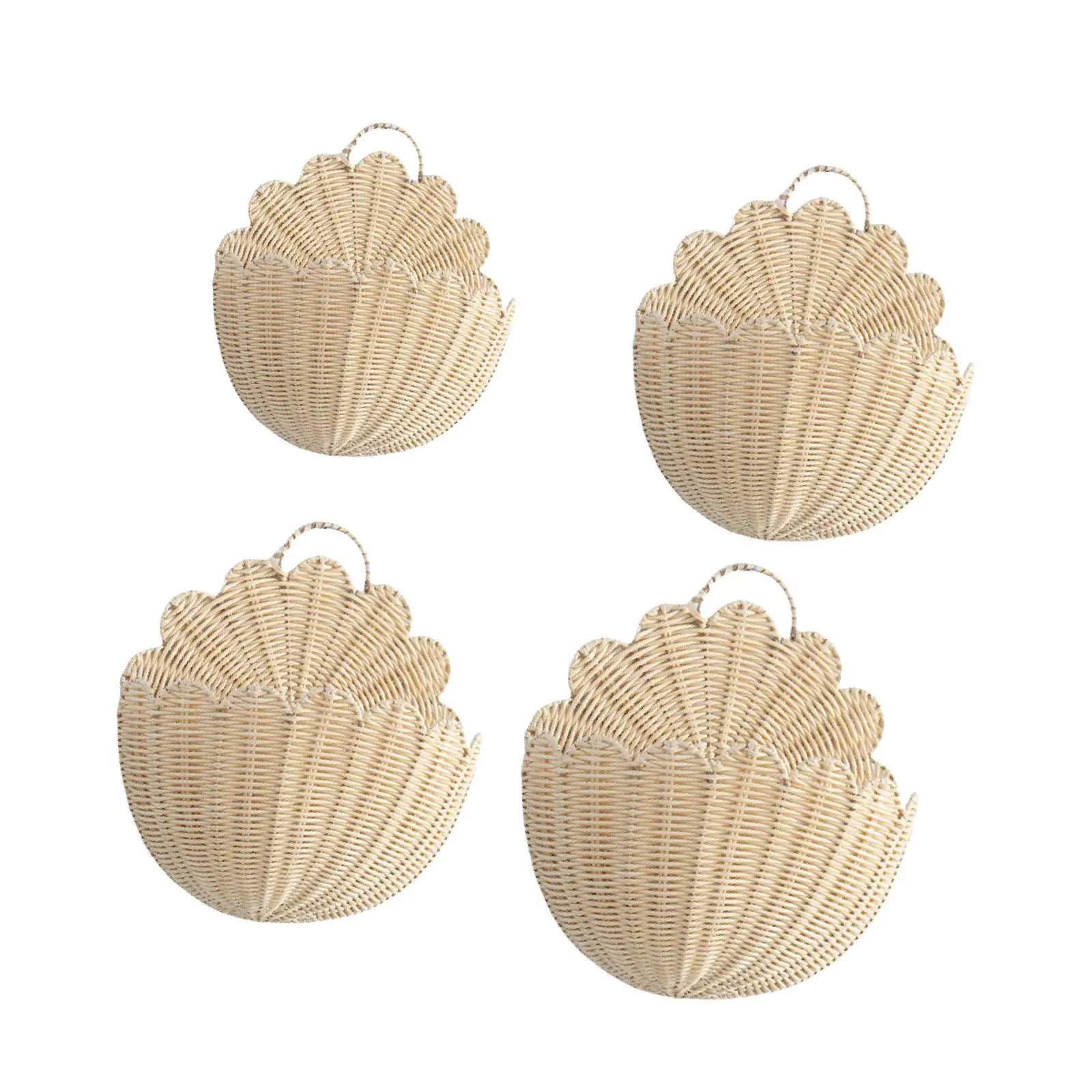 

Hanging Wicker Wall Basket Imitation Rattan Organizer Woven Storage Basket for Bathroom Entryway Living Room