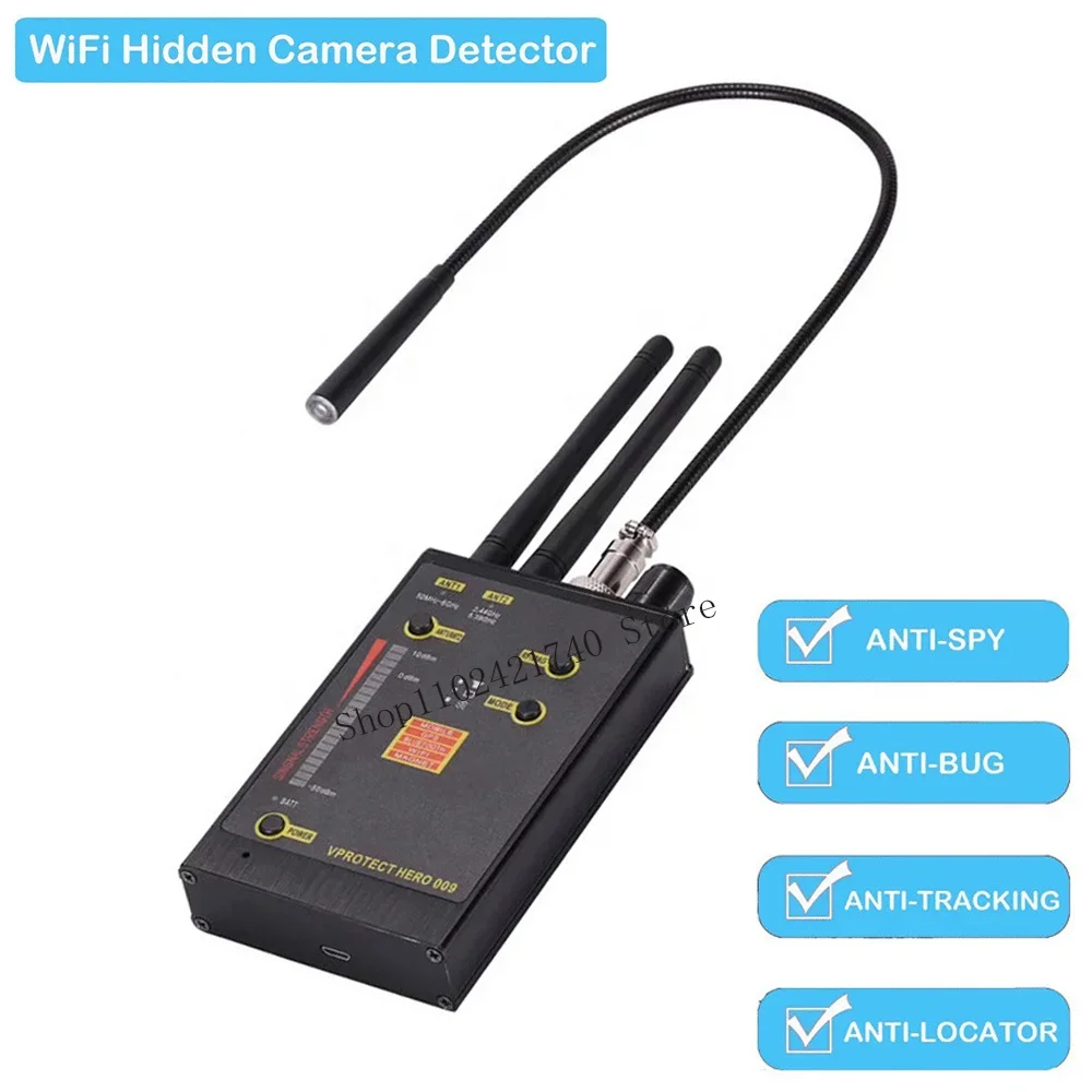 Hero 009 RF-Detektor, versteckte Kamera, WLAN, Bluetooth-Finder, Anti-Spion-Hörgerät, Handy-Insekten, kabelloser GPS-Tracker-Detektor