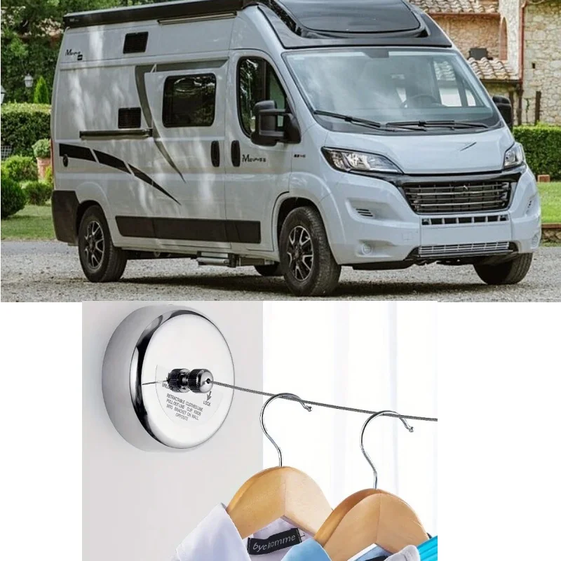 

1 шт., выдвижная веревка для белья на колесах, регулируемая веревка для стирки из нержавеющей стали для подвешивания и сушки 9,2 фута для домашнего автофургона