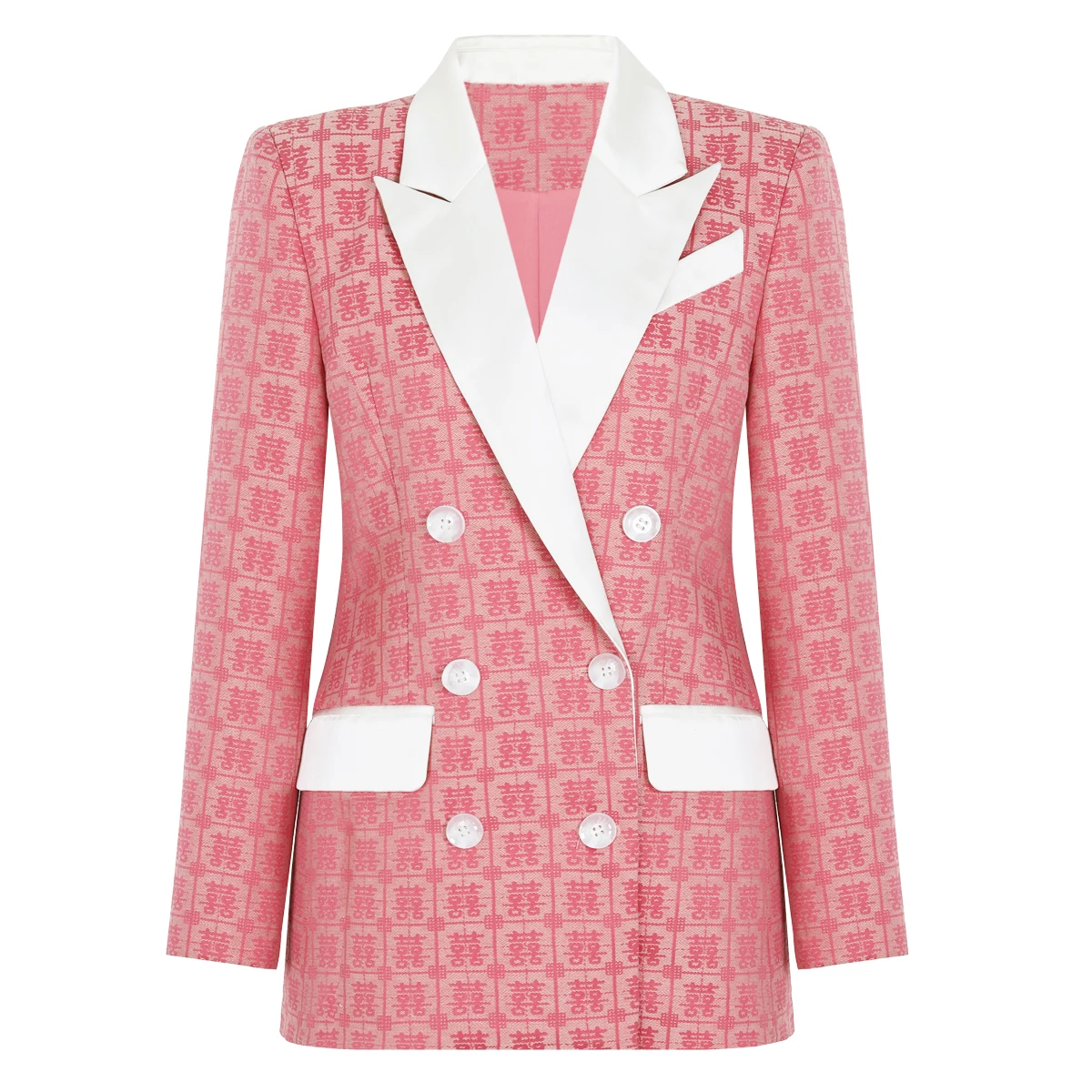 

26114 Spring And Autumn Fashion New Style Retro Classic Wedding Character Celebrity Show Thin Women's Long Sleeve Suit Top Coat