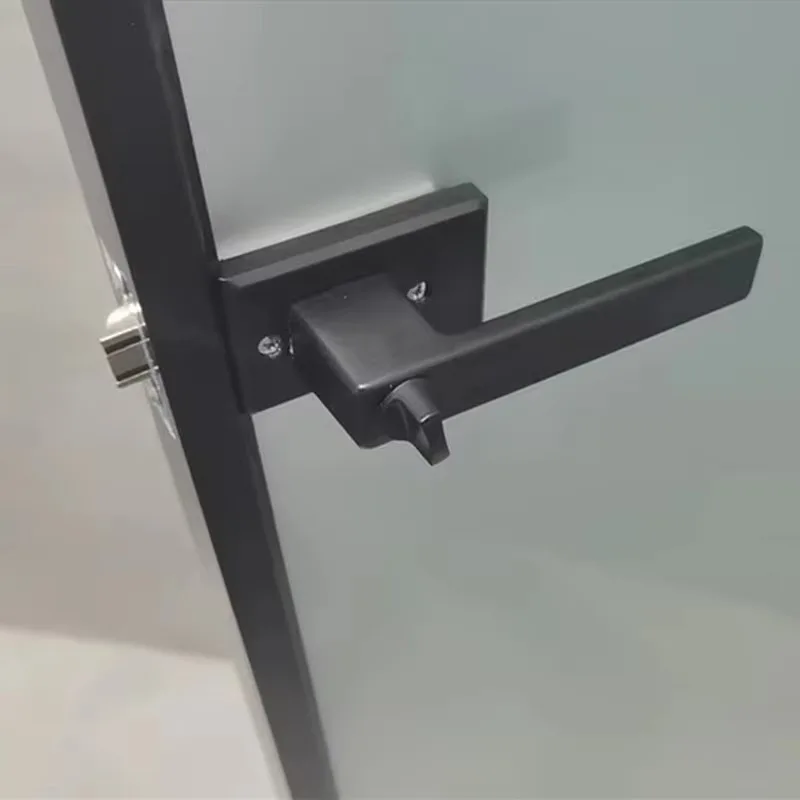 Aluminum Alloy Single Tongue Lock With Key, Narrow Frame Glass Door Lock for Bathroom Kitchen Balcony