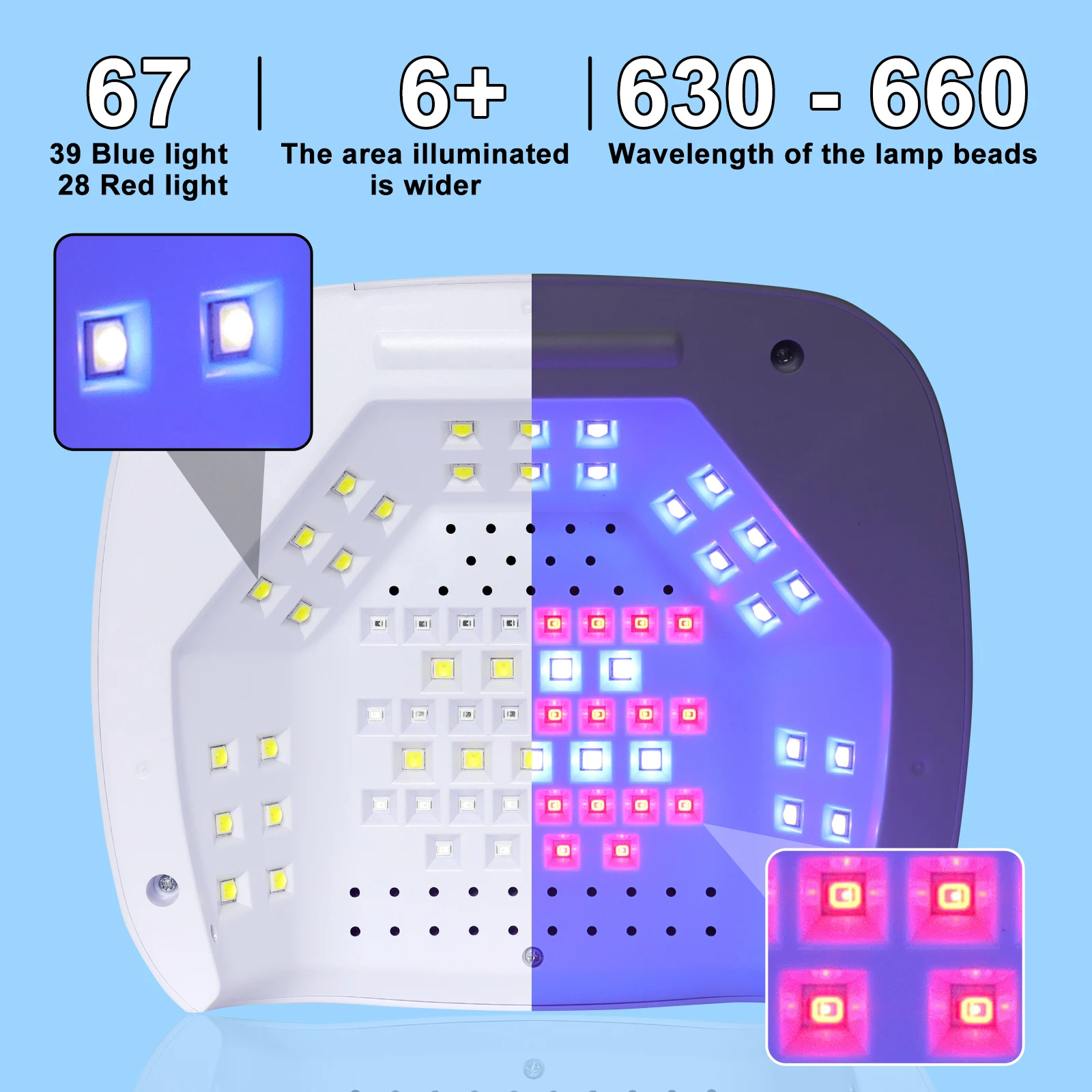 Profesjonalna lampa do paznokci 67 LED, mocna lampa UV do lakieru hybrydowego z timerem i automatycznym czujnikiem, narzędzie do salonu manicure.