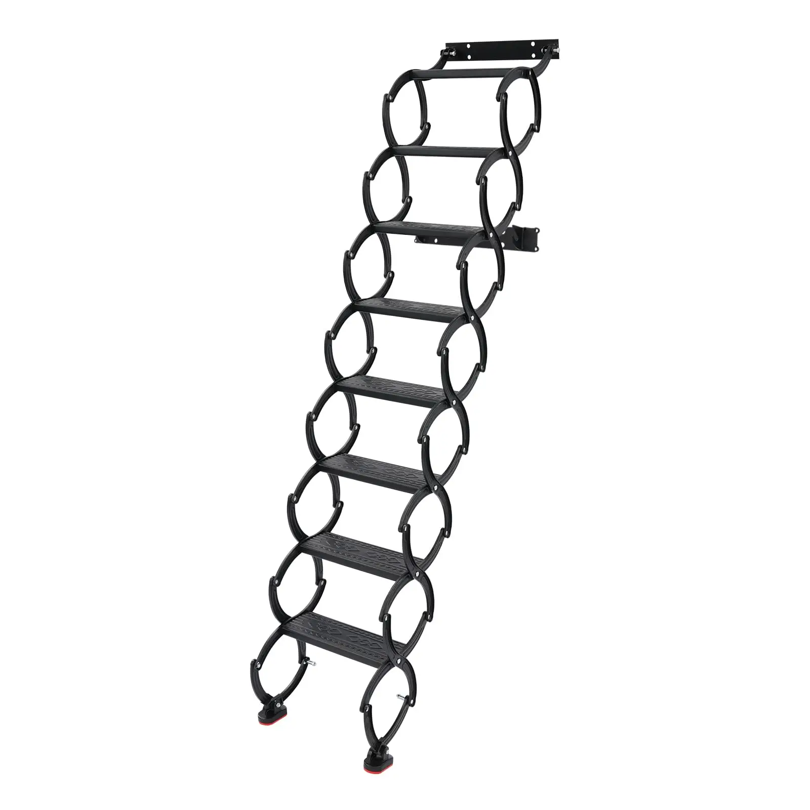 8 Steps Wall-Mounted Attic Ladder, 440lbs Retractable Folding Attic Staircase, Wall Mounted Folding Loft Ladder w/Pull