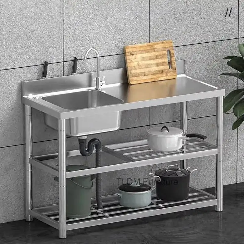 

Многофункциональная интегрированная раковина для мытья посуды для утолщенной уличной раковины из нержавеющей стали, кухонные раковины для ресторана, коммерческие