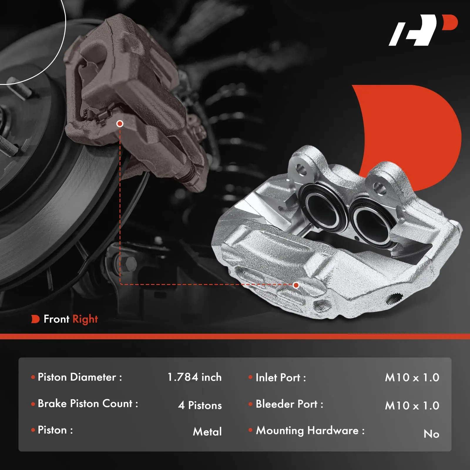 A-Premium Front Right Disc Brake Caliper with 4 Pistons for Toyota 4Runner 1991-1995 T100 1993-1998