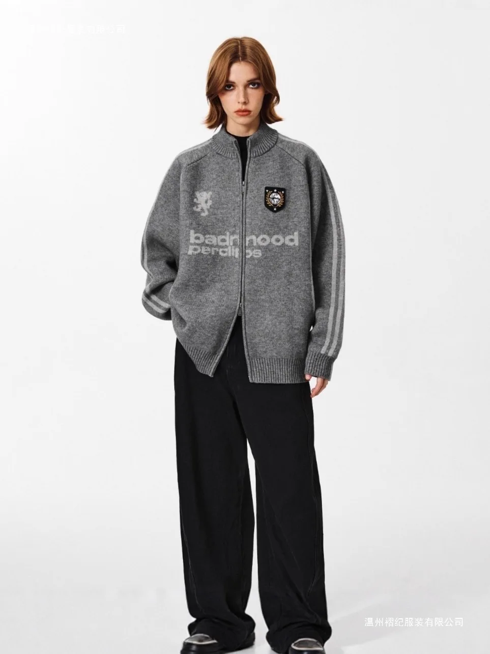 

Водолазка-кардиган в трикотажном стиле, свитер Guochao, брендовый свободный чехол, древний осенне-зимний вязаный свитер, мужская куртка на молнии