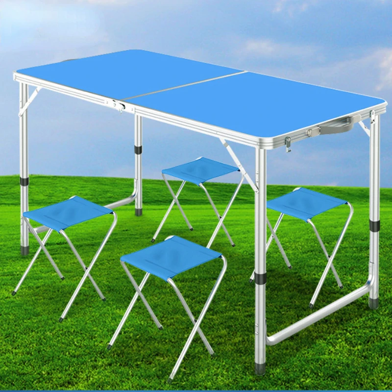 Outdoor Round Tube Aluminum Alloy Folding Tables Simple Folding Square Table Portable Floor Stand Folding Table Stall Tables