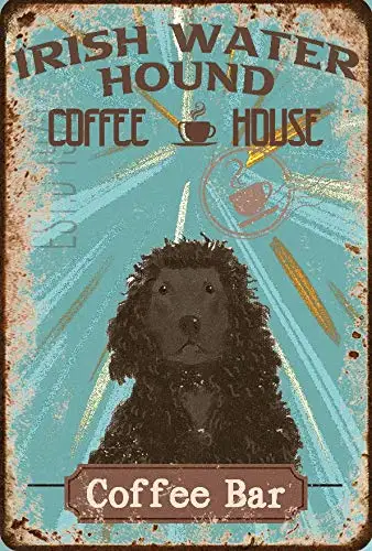 English Springer Spaniel Dog Pet Coffee Bar Dog Coffee House Vintage Plaque Poster Tin Sign Wall Decor Hanging Metal Decoration