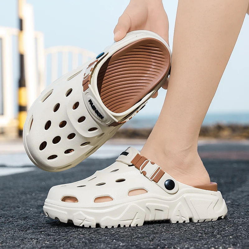 Herren- und Damen-Paar-Sommer-Outdoor-Rutschfeste, geruchshemmende, geschlossene Zehenpantoffeln, große Strand-Sandalen und Pantoffeln für – Detail 23