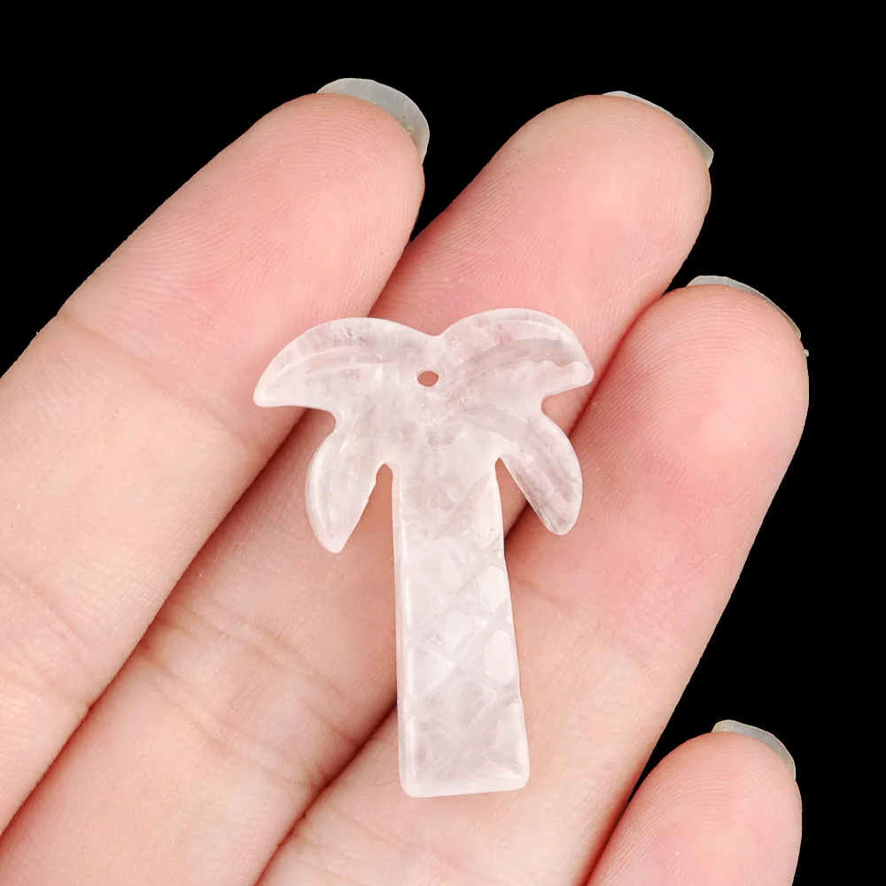 1PC Natuursteen Agaat Gesneden Kokospalm Standbeeld Palmbomen Reiki Healing Kristallen Ornament Home Decor DIY Hanger Accessoires