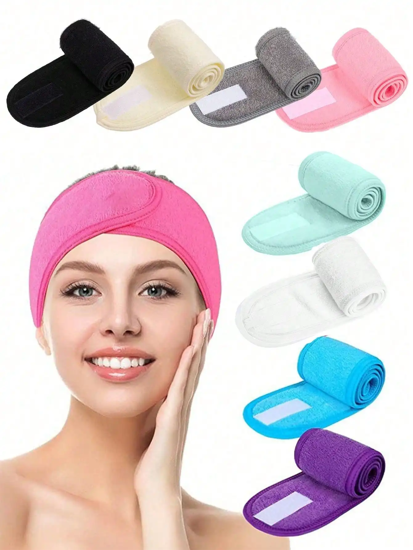 3 Piezas De Maquillaje Para Mujer, Lavado De Cara, Diademas Con Velcro De Color Sólido, Diademas Deportivas Para Yoga, Diademas Para Baño De Spa — -70%, $2.43 Coupon, from $0.99 – 70% descuento – €0.99