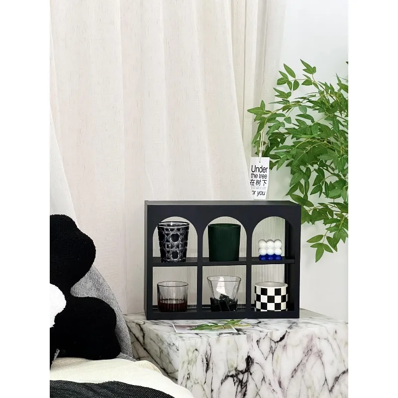 

Acrylic cup holder, arch shape dresser desktop cosmetic storage box display stand