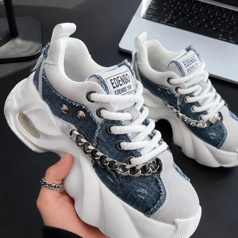 Platform Sneakers Thick Bottom Heavy Industry Dad Shoes 2026 New Autumn Best-Selling Sport Height Increasing Men Shoes