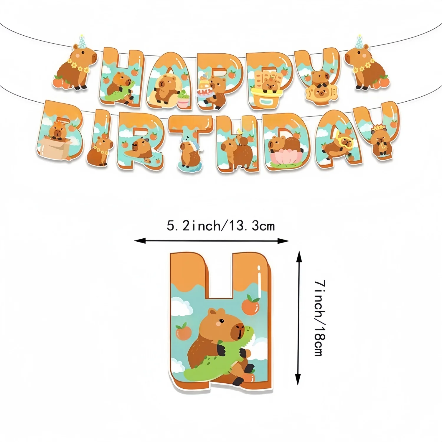 Capybara-Geburtstagsbanner, Capybara-Party-Themenversorgung, Flagge, Wimpel, Girlande, Flagge, hängende Dekoration, Capybara-Geburtstagsmädchen, Partygeschenke – Detail 10