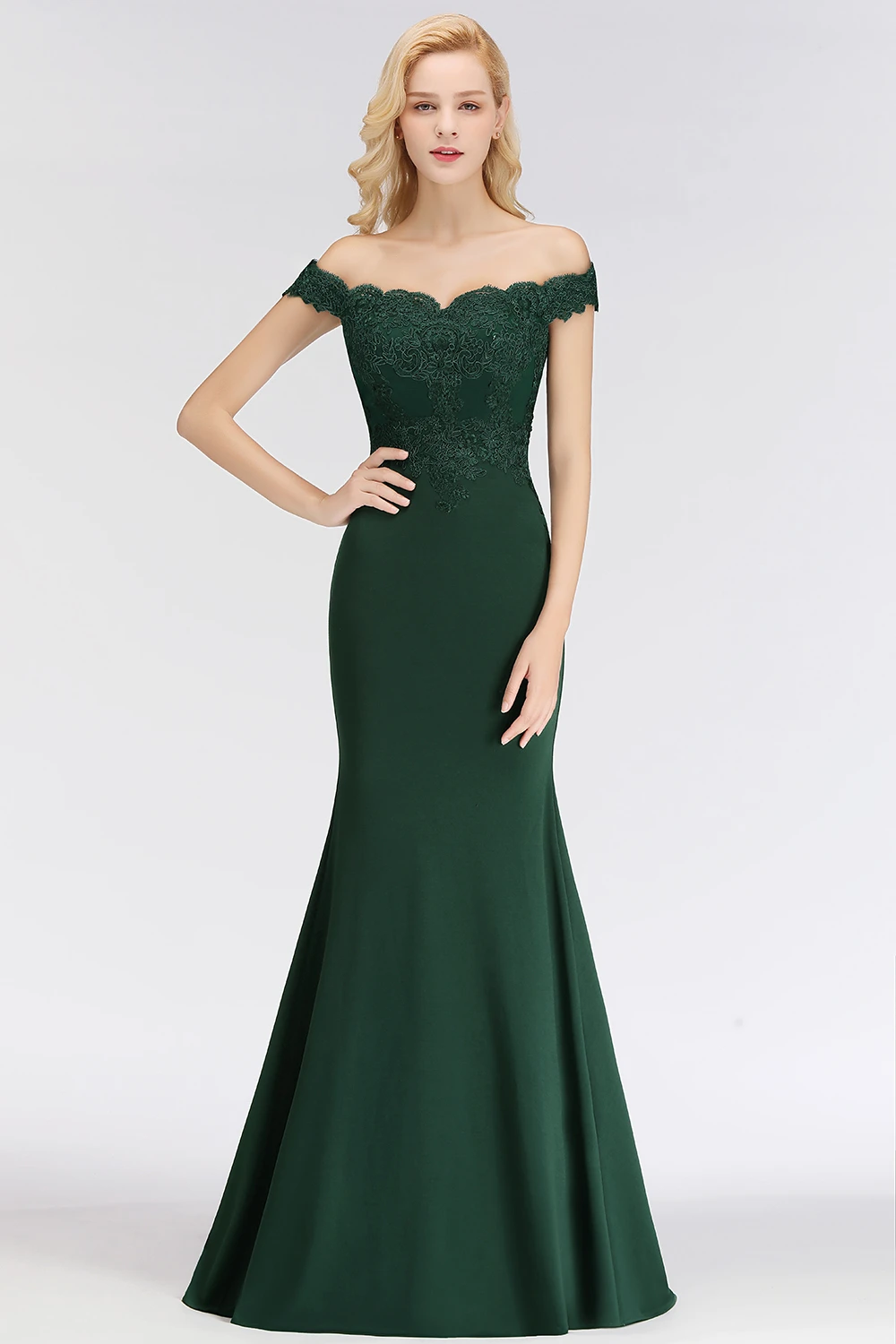2025 Zeemeermin Avondjurken Off-the-Shoulder Hals Kant Applique Backless Prom Dress Sexy Vloerlengte Vrouwen Formele Partij jassen