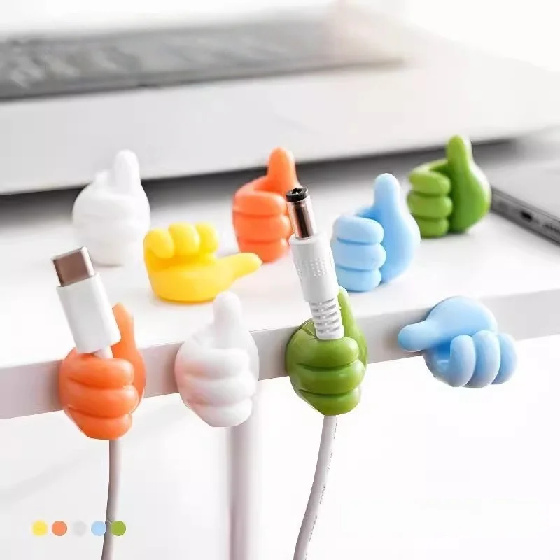 Thumb Design Cable Hook, Adhesive Cord Holder for Desk Wall, No Trace No Drill Charger Organizer, Home Office Wire Management