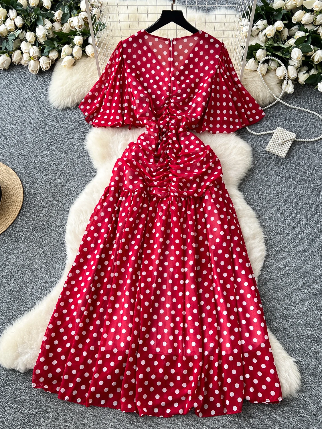 V-ne T Dr da donna estivo con pizzo Sves e abbellimenti di diamanti a vita alta A-line Midi Dr Ele Beau