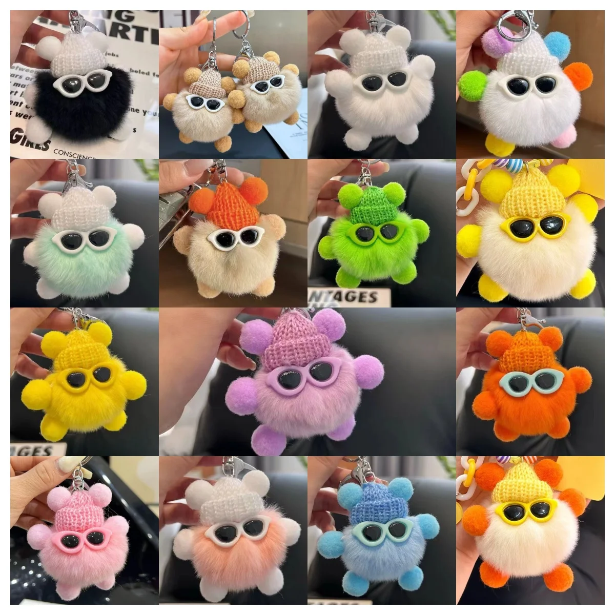 Imitation Rex Rabbit Fur Little Briquette Elf Car Keychain Pendant Ins Internet Celebrity Cute Plush Doll Bag Pendant