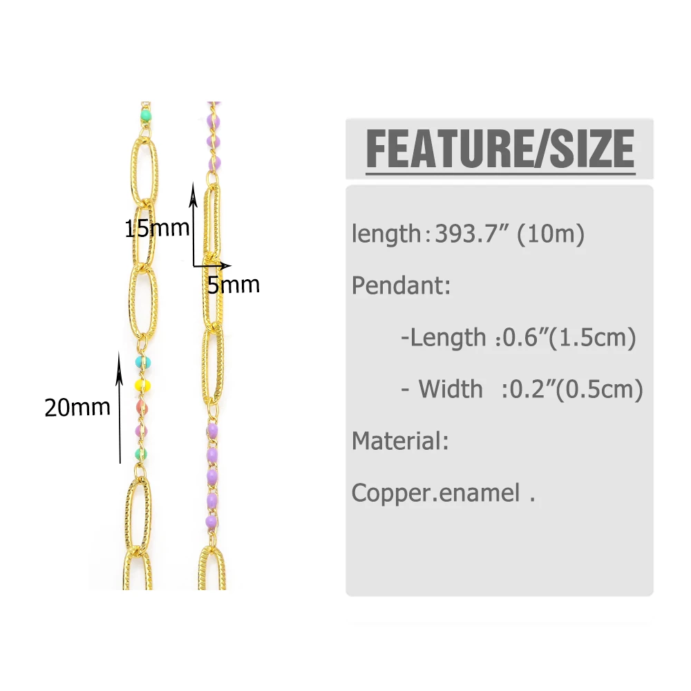 OCESRIO 10M Trendy Enamel Gold Plated Chain for Necklace Bracelet Making DIY Paperclip Link Jewelry Making Accessories cana115