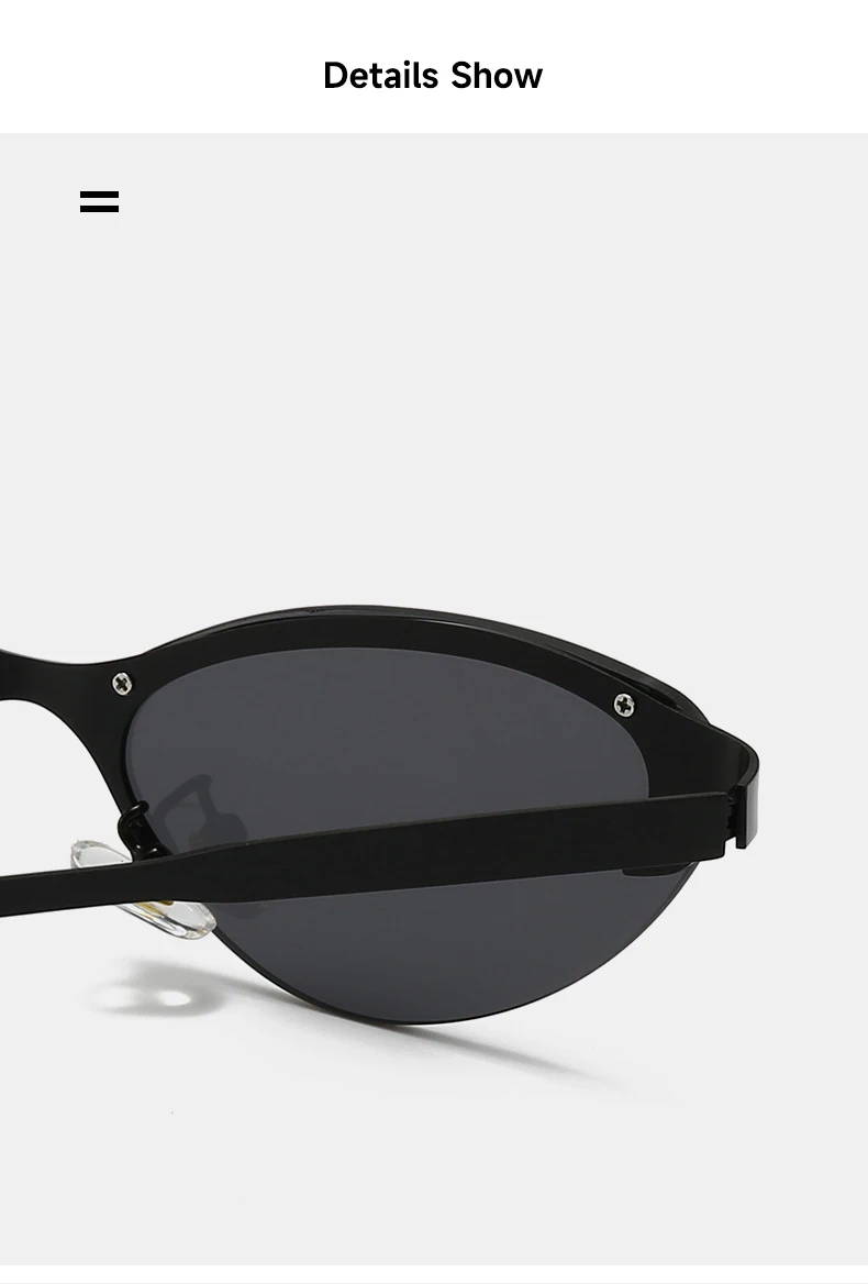Neue Mode Cat Eye Sonnenbrille Frauen UV400 Randlose Shades Marke Designer Sonnenbrille Augenbrauen Elegante Outdoor Brillen – Detail 3