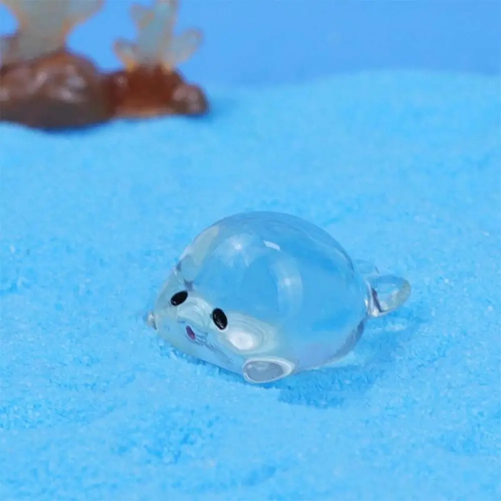 Cartoon Luminous Ocean Animal Ornament Cute Resin Crafts Ocean Animal Miniature Figurines DIY Mini Ocean Animal Statue