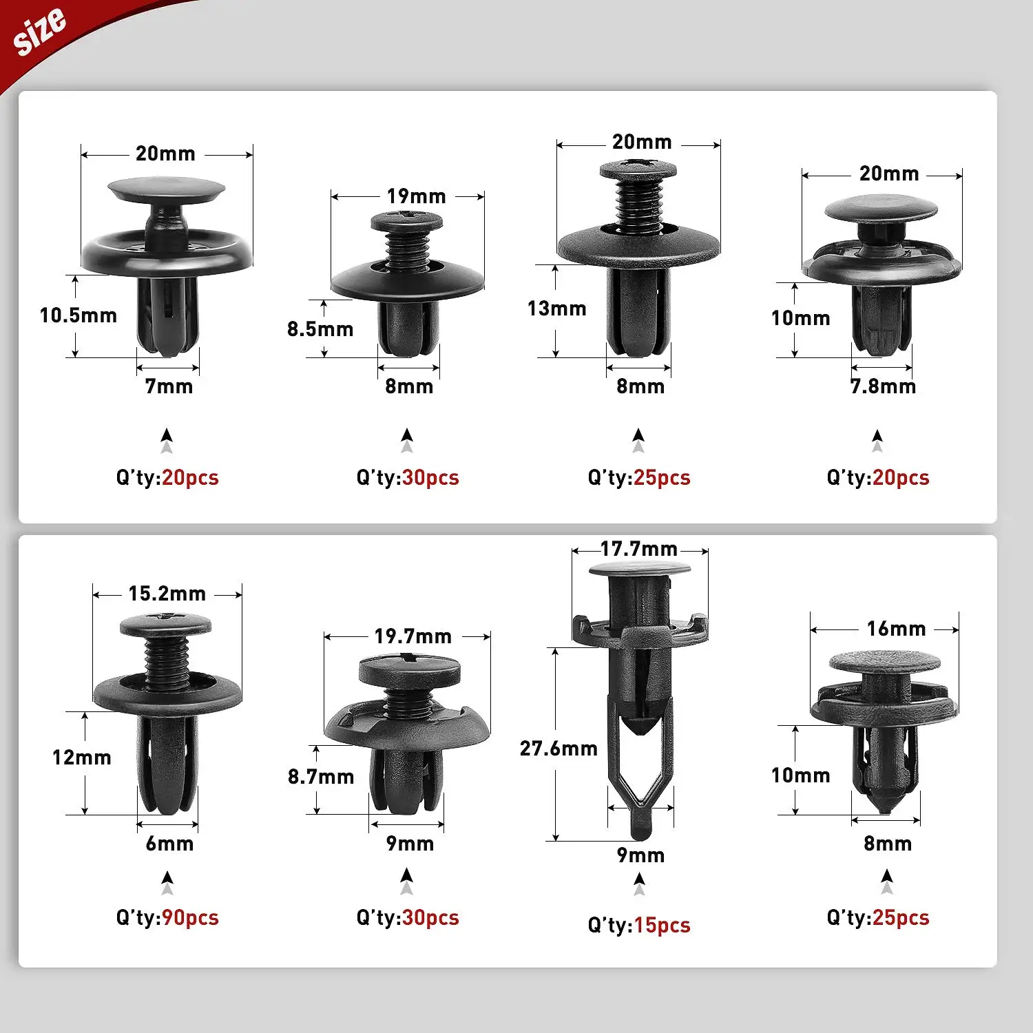 Auto Push Retainer Clips Nylon Stoßstange Kotflügel Nieten Kit mit Kabelbinder Befestigungs elemente Entferner für Toyota GM Ford Honda Acura