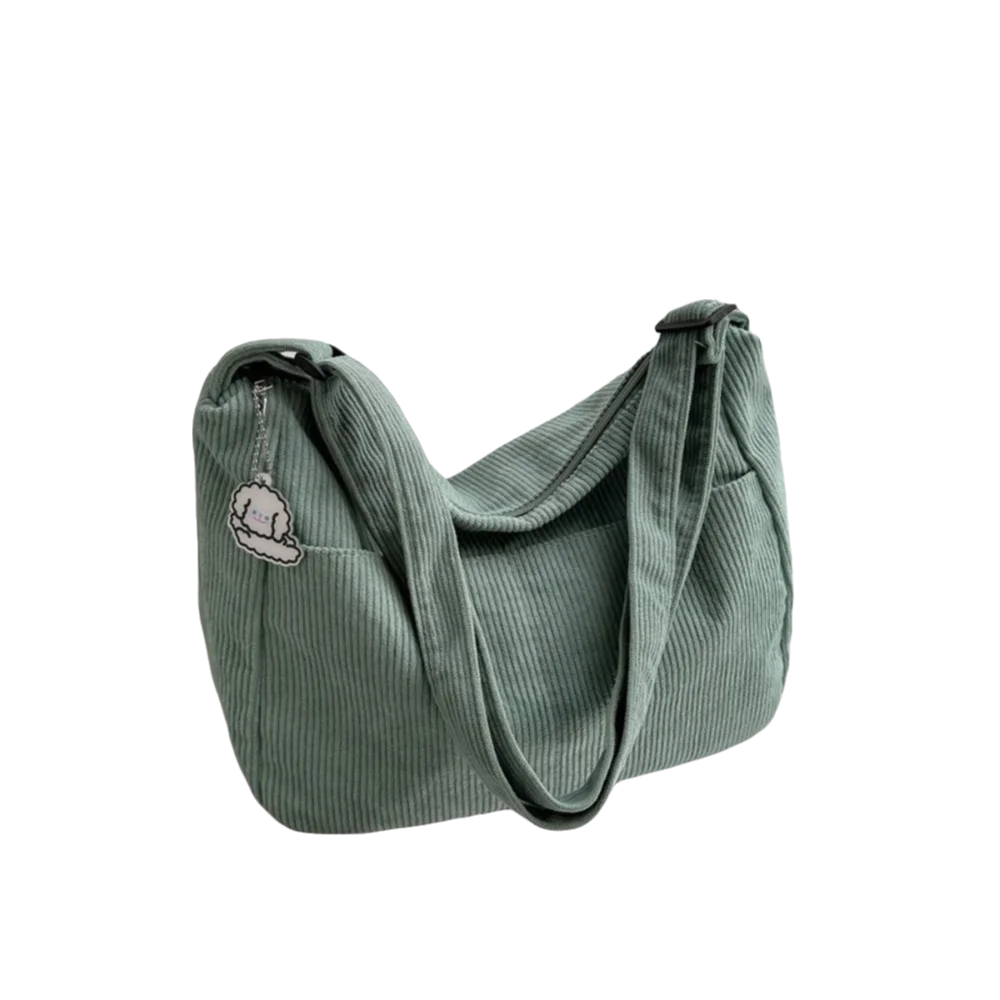 

Cute Solid Color Corduroy Shoulder Bag Large Capacity Korean Style Crossbody Bag Handheld with Pendant Women Tote Bag Travel