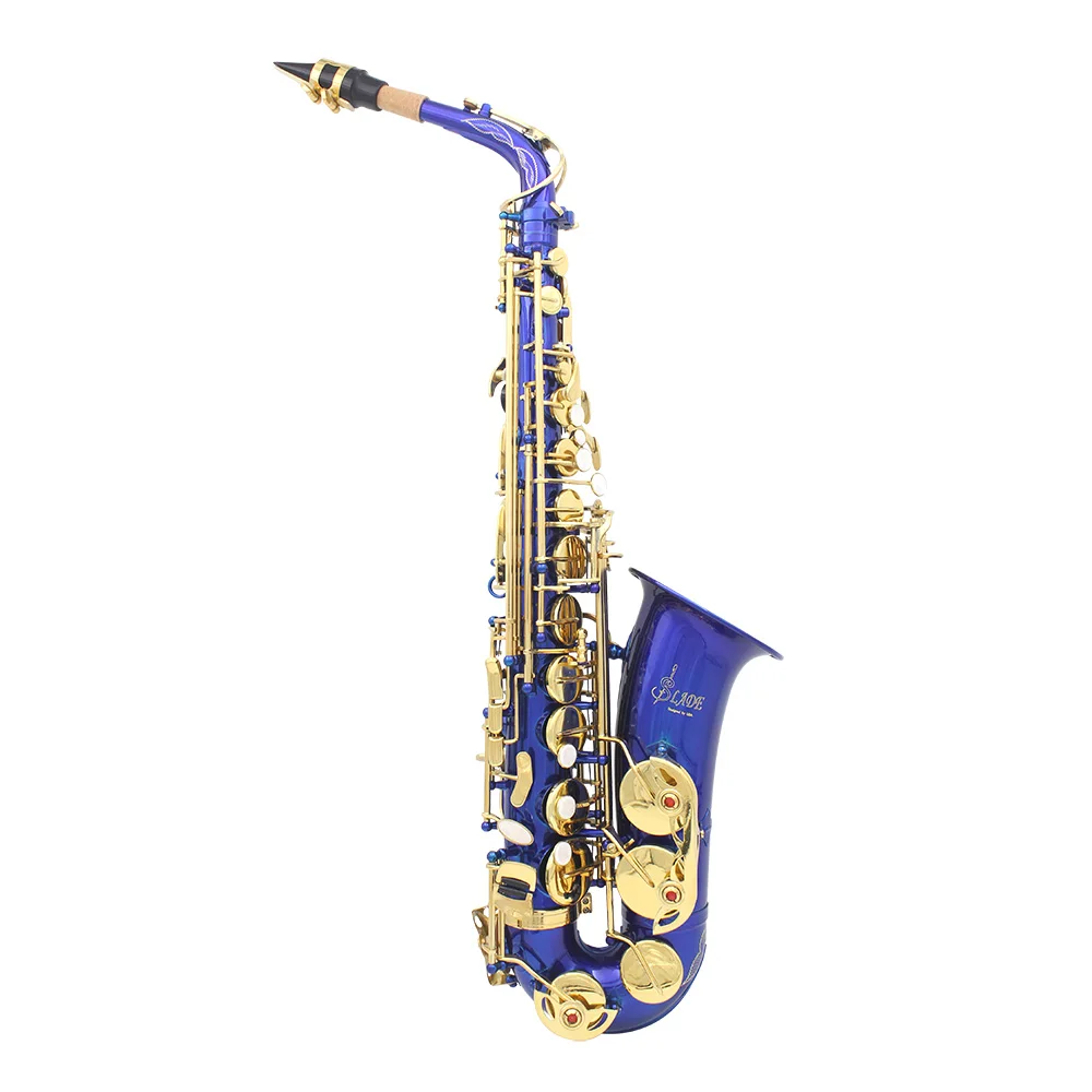 SLADE Eb Alto Saxophone E شقة الأزرق الذهب مفتاح آلات النفخ الخشبية مجموعة مع حقيبة حمل فرشاة تنظيف المعبرة وأجزاء