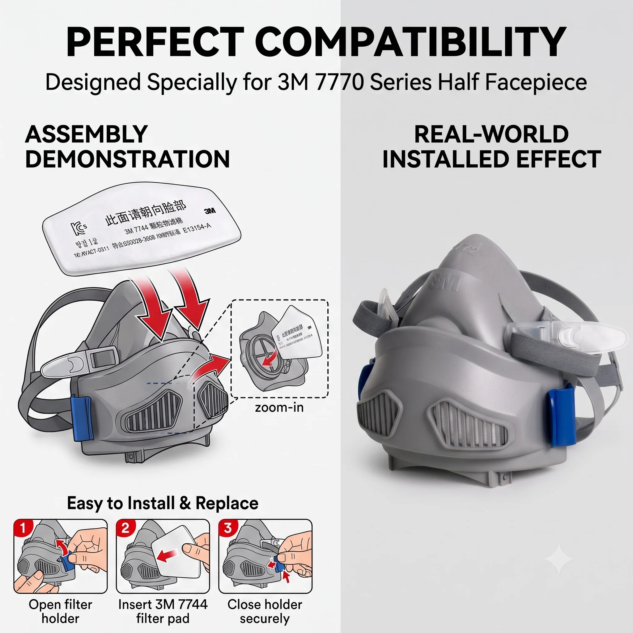 3M 7744 KN95 Filter Cotton Par - Kn95 Respirator Mask recension och pris