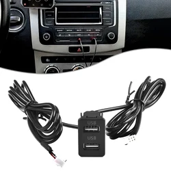 Car Dash Mount Dual USB Port Panel Interface Extension 145cm Cable Adapter Dual USB TypeC Port Panel AUX Extension Cable Adapter