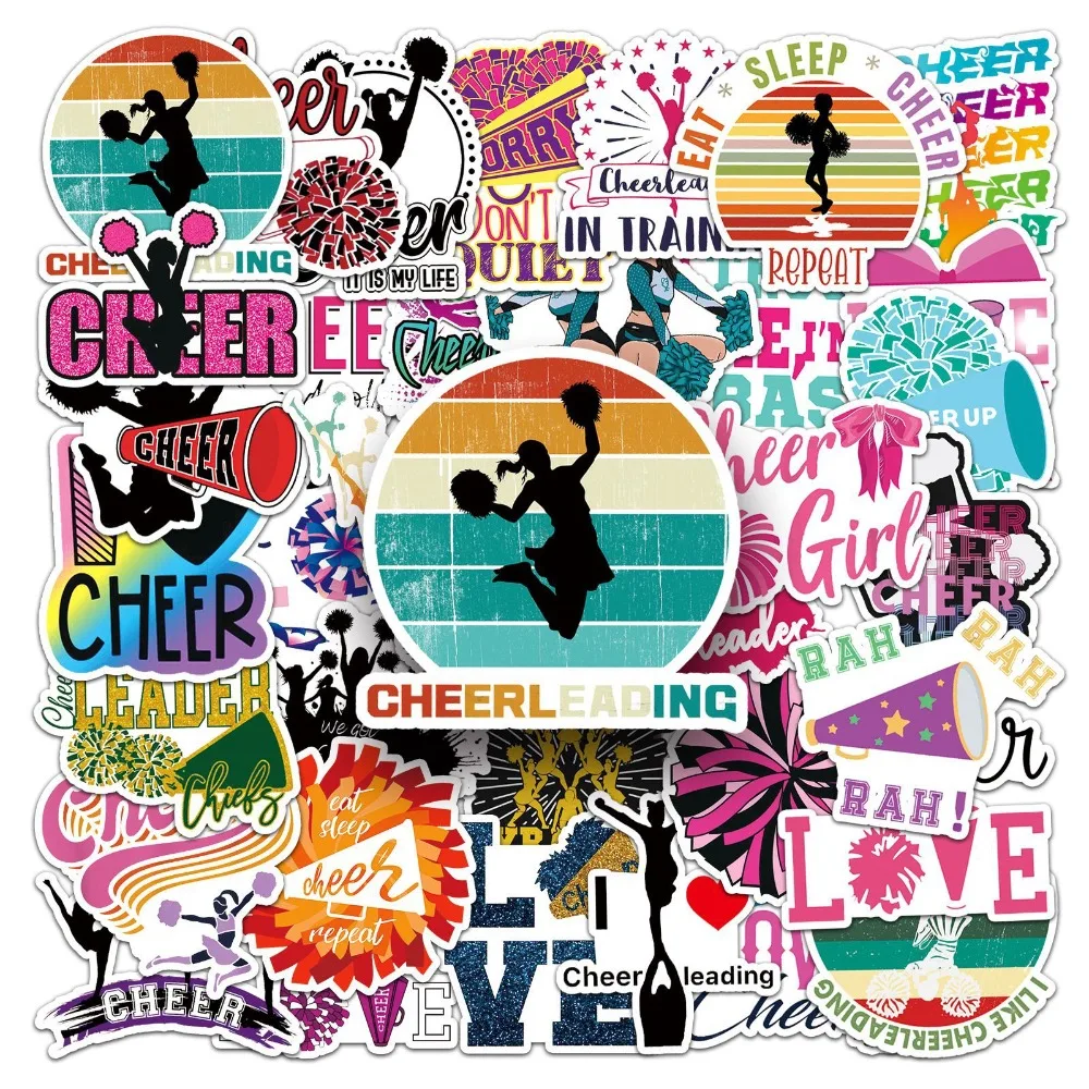 10/50pc Cheerleaders Cheer Small Waterproof Stickers for Girls Water Bottle Notebook Laptop Wall Stationery Desk Scrapbook Decor