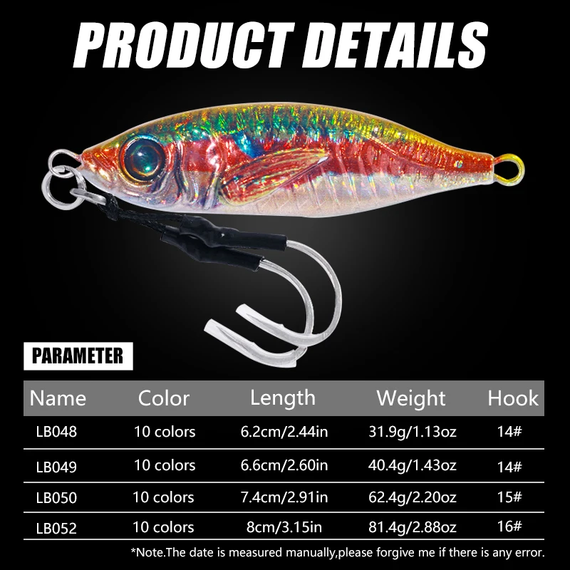 Jig Metal 30-80g – Shore Casting Jigging para Lubina Trucha Atún - imagen 2