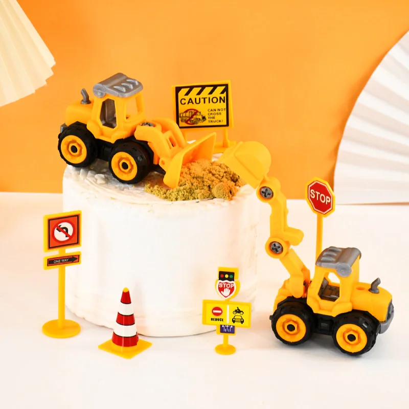 Engineering Vehicle Cake Decorations Excavator Car Construction Cake Toppers Kids Boys Construction Birthday Party Favors Supply