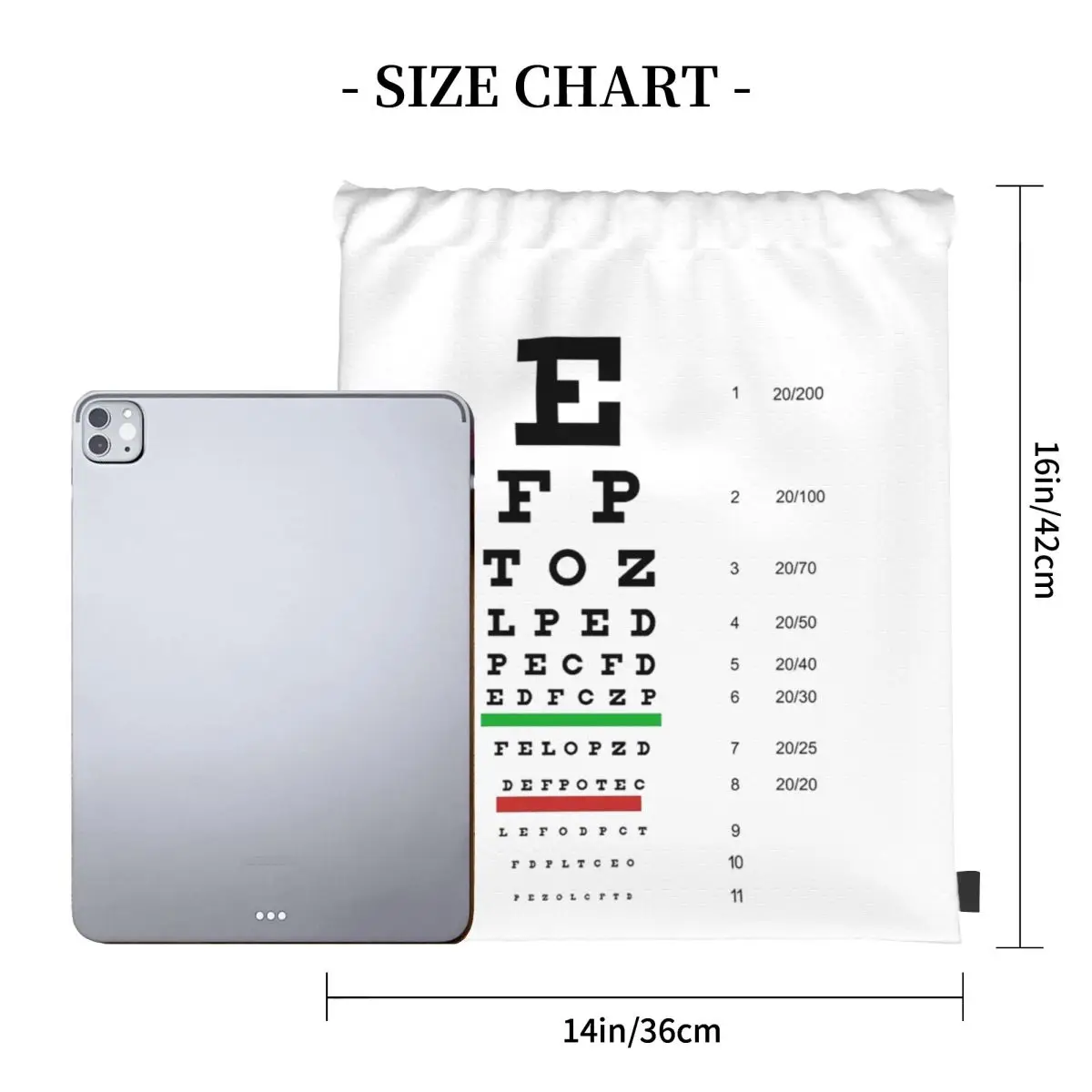 Geek Snellen Eye Test Letter Chart Ophthalmologists Backpacks Portable Drawstring Bags Sundries Bag Book Bags For Travel School