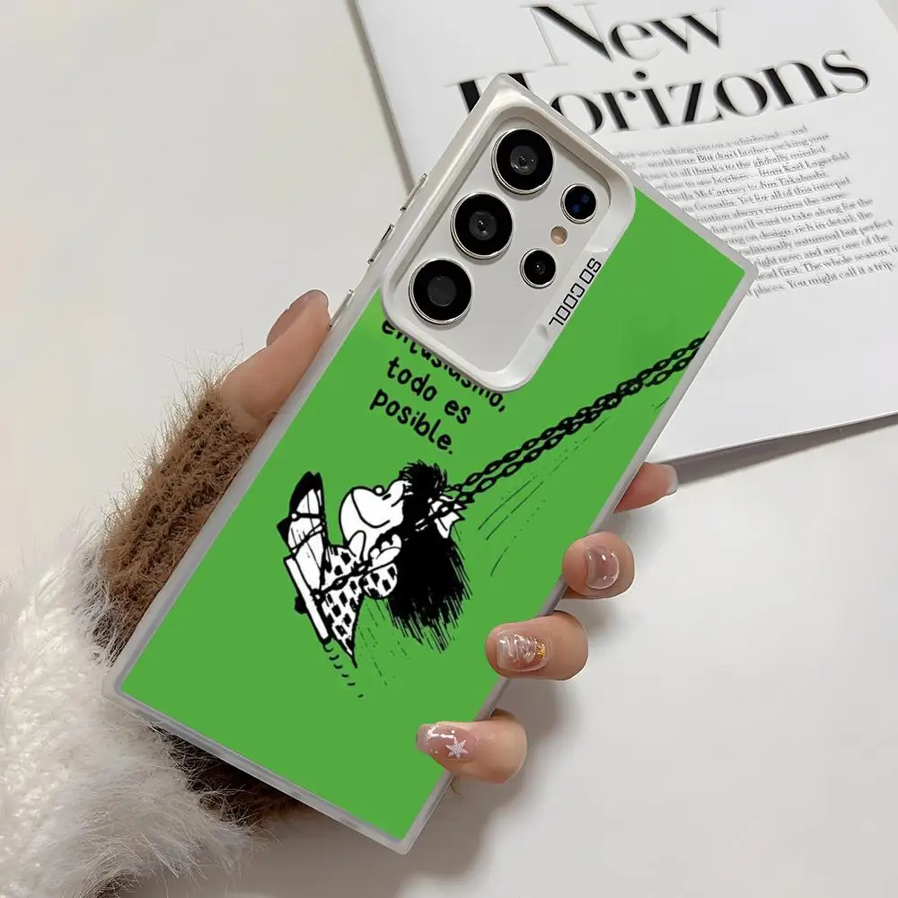 حار M-Mafalda جير قضية الهاتف لسامسونج غالاكسي S25 حافة S24 S23 S22 S21 S20 الترا سيليكون الملونة الفضة جراب هاتف