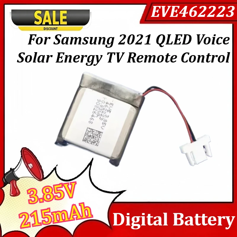 

EVE462223 462223 BN59-01357A 3.85V 215mAh for Samsung 2021 QLED Voice Solar Energy TV Remote Control TM2180E QN9 QN8 QN7 Battery