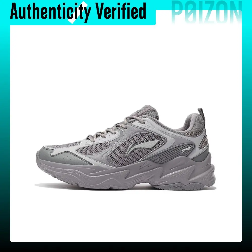 Li Ning Running Collection Fabric Cushioning Breathable Low top Long Distance Running Sprint Running Shoes Men's Gray ARLS013-6