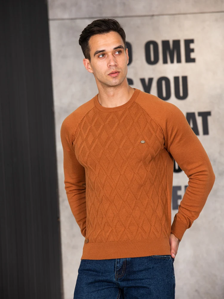 AIOPESON Argyle Basic Uomo Maglioni Tinta unita O-Collo Manica lunga Lavorato a maglia Pullover maschile Moda invernale Nuovi maglioni caldi per uomo