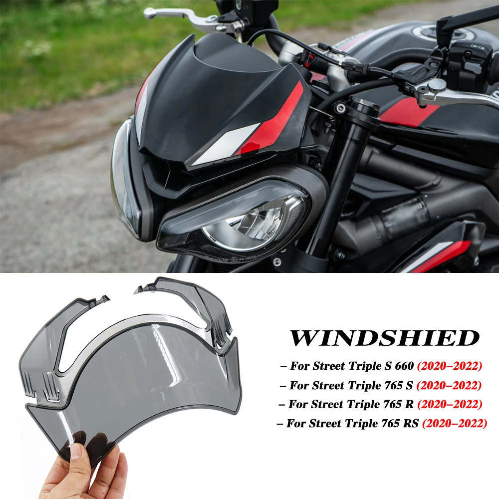 Clear / Smoke / Black New Motorcycle S 660 765 S RS 765 R Windshield Fits For Street Triple S660 765RS 765R 765S 2020 2021 2022