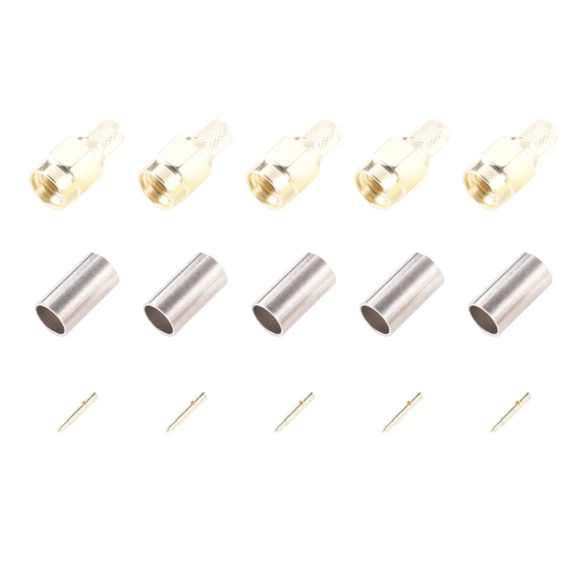 Improved5pcs SMA Male Plug RF Coaxial Connector Crimp for RG58 RG142 RG400 LMR195 RG223