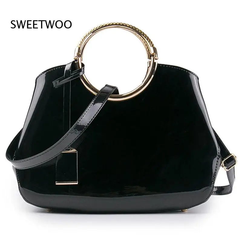 2026 Shiny Reflective Leather Tote Bag Vintage Retro Design Office Travel Wedding Multi Scene Storage Crossbody Bag