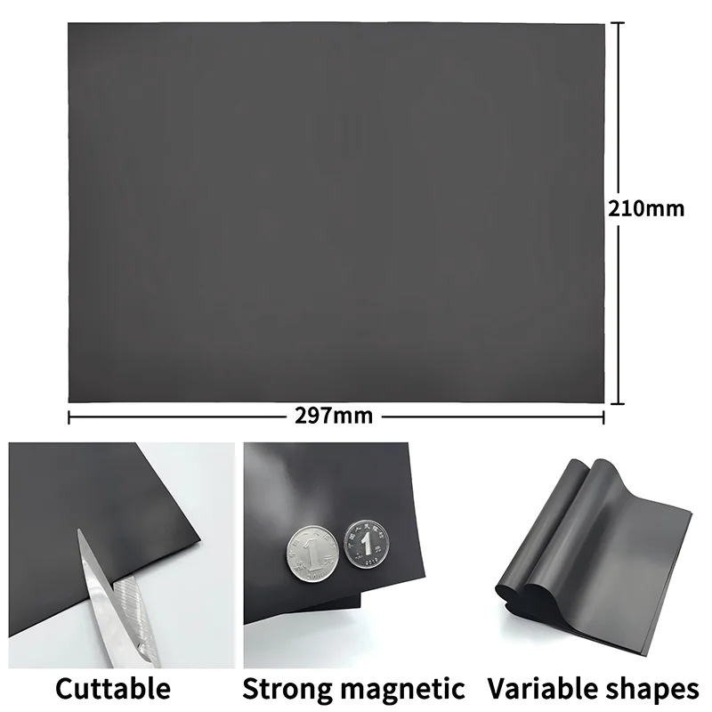 A4 Magnet Sheets 0.8mm Black Magnetic Mats for DIY Refrigerator Photo and Picture Cutting Die Craft Magnets Magnetic on One Side