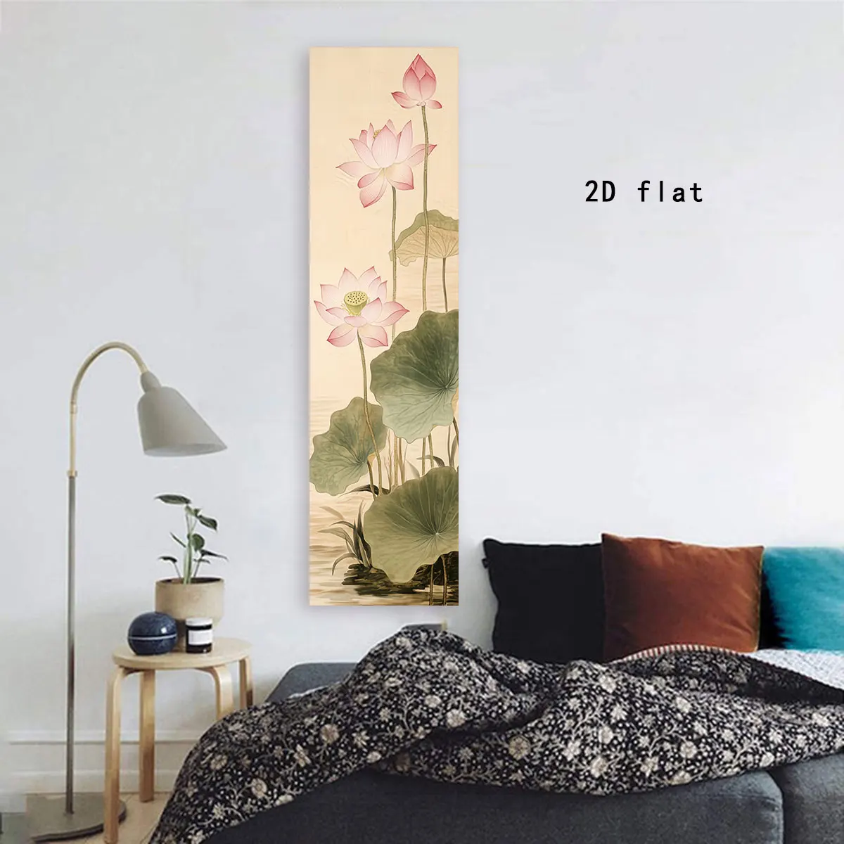Chinesische Tuschmalerei-Wandteppiche zur Heimdekoration, Lotus-Wandteppich im chinesischen Stil, Wandbehang, Tuschmalerei-Bambuskunst-Wandteppich, Hintergrundstoff – Detail 7