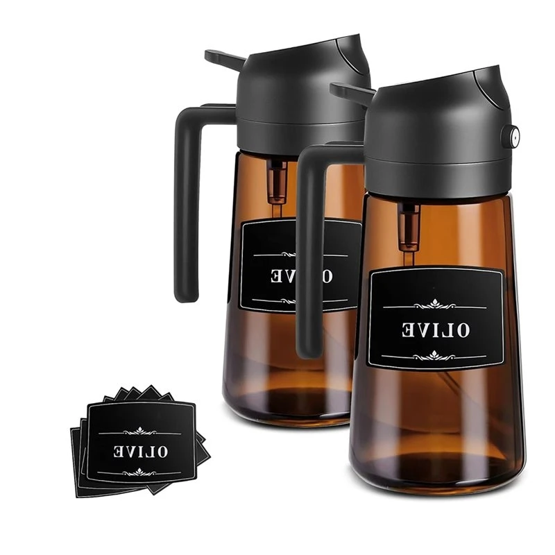 A01F-For Cooking Bottle 16 Oz Dark Glass Lightproof Borosilicate Glass Oil Sprayer Dispenser 2 Pcs For Oliver Oil Bottle