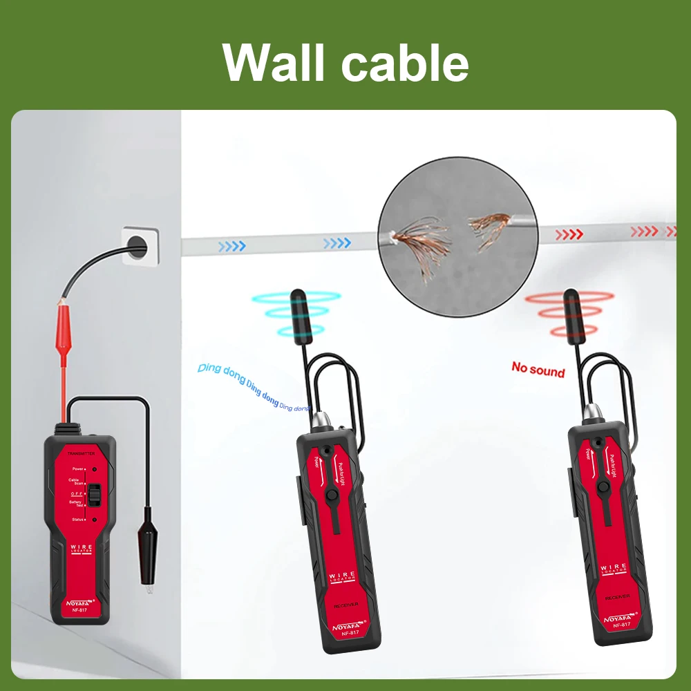 Imagem -05 - Noyafa-localizador de Cabos Subterrâneos Nf817 Visual Falha Wire Tracer Anti-interferência Cabo Tester Finder Cabo Profissional