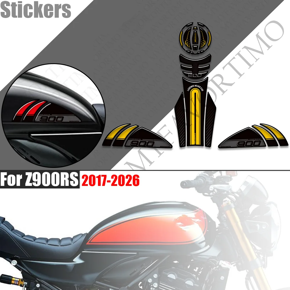 For Kawasaki Z900RS Cafe SE 2017 - 2025 2026 Anti-slip Epoxy Resin Gas Fuel Tank Cover & Leg Grip Sticker Decals Kit