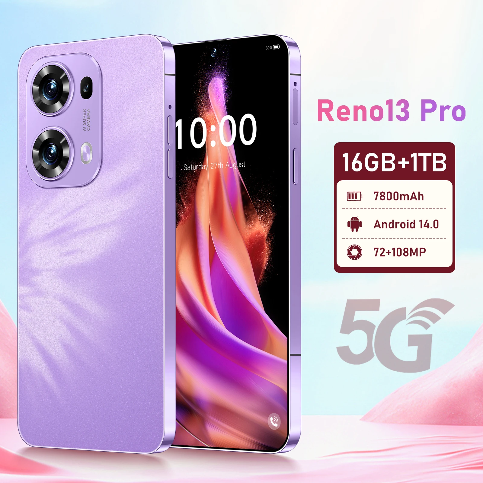 

NEW HOT Silicone Case For original Reno13 Pro Snapdragon 8 Gen3 7.3" 16GB 1TB Dual SIM Video Call 7800mAh Battery