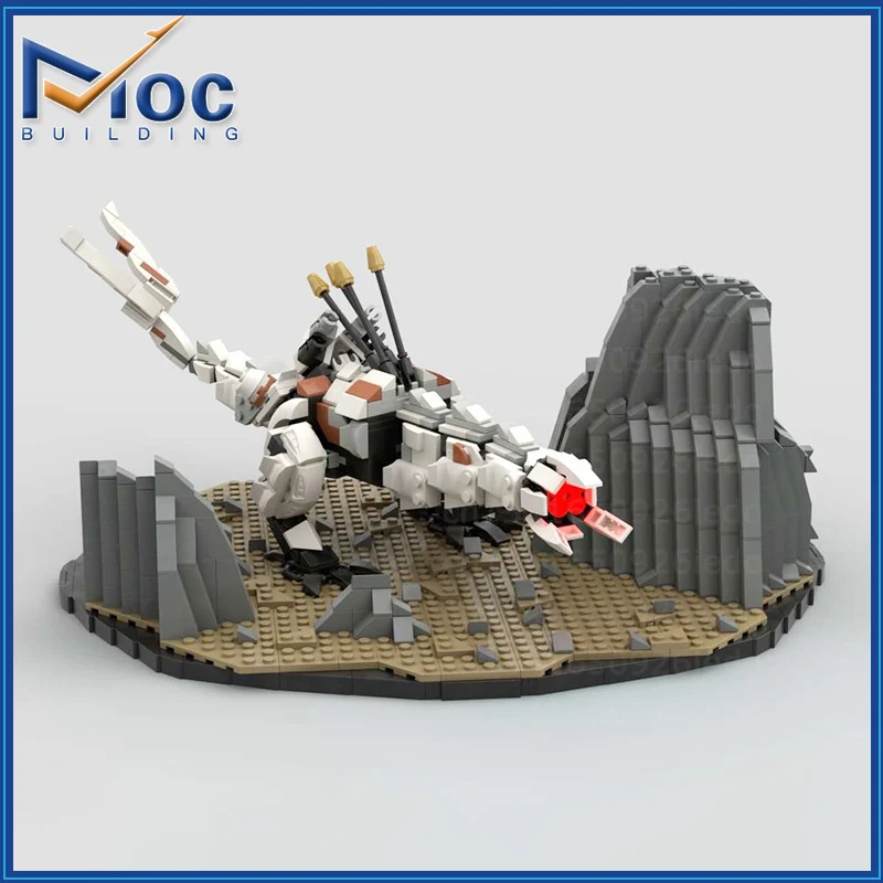 MOC Building Blocks Horizon Zero Dawned Thunderjaw Plateau Game Mechanical Monster Action Dragon Dinosaur DIY Creative Assembly